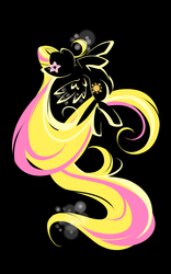 Size: 850x1360 | Tagged: safe, artist:bamboodog, oc, oc only, oc:sunshine dazzle, pegasus, pony, black background, female, flower, flower in hair, flying, hooves, lineart, mare, minimalist, modern art, simple background, solo, spread wings, wings