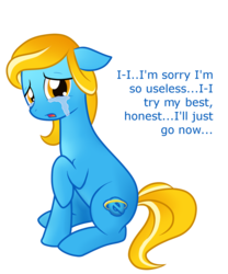 Size: 1225x1475 | Tagged: safe, artist:staticwave12, oc, oc only, oc:internet explorer, earth pony, pony, browser ponies, crying, dialogue, female, floppy ears, harsher in hindsight, internet browser, internet explorer, looking at you, mare, open mouth, ponified, raised hoof, sad, simple background, sitting, solo, transparent background
