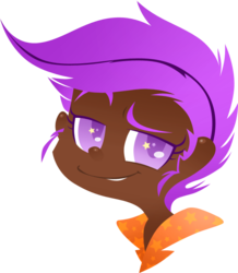 Size: 622x714 | Tagged: safe, artist:sassy-little-peacock, scootaloo, human, g4, bust, dark skin, female, humanized, portrait, simple background, solo, transparent background, wingding eyes