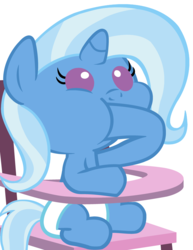 Size: 2500x3240 | Tagged: safe, artist:beavernator, trixie, pony, unicorn, g4, baby, baby pony, baby trixie, chair, diaper, female, filly, filly trixie, foal, high res, highchair, simple background, sitting, solo, younger