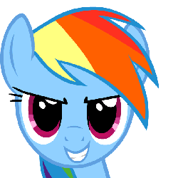 Size: 600x600 | Tagged: safe, artist:blackgryph0n, part of a set, rainbow dash, pegasus, pony, g4, animated, blue coat, blue fur, blue pony, cute, dancing, dashabetes, female, gif, headbob, looking at you, magenta eyes, mare, multicolored hair, rainbow hair, simple background, smiling, solo, transparent background