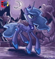 Size: 2480x2639 | Tagged: safe, artist:jowyb, princess luna, alicorn, pony, g4, crescent moon, female, high res, mare, moon, night, solo, transparent moon