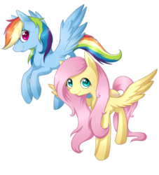 Size: 1089x1201 | Tagged: safe, artist:ls_skylight, fluttershy, rainbow dash, pegasus, pony, g4, duo, female, looking at you, mare, simple background, transparent background