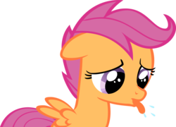 Size: 900x649 | Tagged: artist needed, source needed, safe, artist:yurp, scootaloo, pegasus, pony, g4, female, filly, floppy ears, looking down, raspberry, raspberry noise, sad, simple background, solo, spread wings, tongue out, transparent background, vector