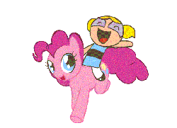 Size: 550x400 | Tagged: safe, artist:creativename56, pinkie pie, earth pony, pony, g4, animated, bubbles (powerpuff girls), crossover, cute, cutie mark, female, frame by frame, galloping, gif, humans riding ponies, loop, mare, riding, riding a pony, running, simple background, smiling, the powerpuff girls, white background