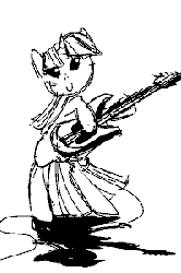 Size: 200x300 | Tagged: dead source, safe, artist:buttercupsaiyan, twilight sparkle, pony, unicorn, g4, animated, bipedal, black and white, dancing, female, frame by frame, gif, grayscale, guitar, mare, monochrome, musical instrument, playing instrument, shadow, solo