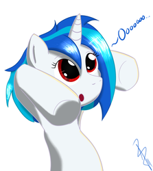 Size: 660x740 | Tagged: safe, artist:sonicrainboom93, dj pon-3, vinyl scratch, pony, unicorn, g4, bipedal, female, mare, oooooh, red eyes, simple background, solo, spooky, white background, wrong eye color