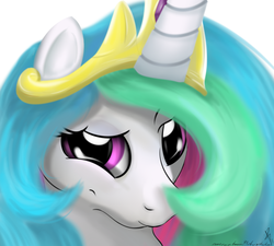 Size: 1000x900 | Tagged: safe, artist:sonicrainboom93, princess celestia, alicorn, pony, g4, close-up, female, looking at you, mare, smiling, smirk, solo