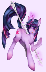 Size: 647x1000 | Tagged: safe, artist:slugbox, twilight sparkle, pony, unicorn, g4, crossover, female, gandalf, lord of the rings, magic, mare, simple background, solo, staff, unicorn twilight