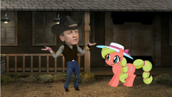 Size: 639x360 | Tagged: safe, earth pony, pony, cowboys and equestrians, daniel craig, expy, female, mad (tv series), mad magazine, maplejack, mare, pony reference