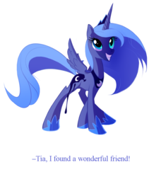 Size: 730x800 | Tagged: source needed, safe, artist:tomatocoup, nightmare moon, princess luna, alicorn, pony, g4, corrupted, cute, eerie, female, grin, looking up, lunabetes, mare, miasma, nightmare luna, s1 luna, simple background, slit pupils, smiling, solo, spread wings, squee, text, transformation, transparent background, wings