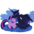 Size: 1000x1000 | Tagged: safe, artist:madmax, nightmare moon, twilight sparkle, alicorn, pony, unicorn, fanfic:past sins, g4, duo, eyes closed, female, happy, implied oc, mare, nicemare moon, prone, simple background, smiling, transparent background