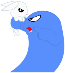 Size: 1280x1443 | Tagged: safe, artist:toonfreak, angel bunny, rabbit, g4, animal, bloo (foster's), blooregard q. kazoo, foster's home for imaginary friends, imaginary friend, male, simple background, transparent background