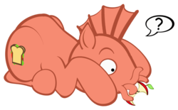 Size: 1280x793 | Tagged: safe, artist:toonfreak, monster pony, crossover, futurama, male, ponified, prone, simple background, solo, speech bubble, transparent background, zoidberg