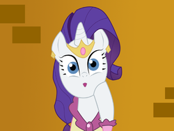 Size: 640x480 | Tagged: safe, artist:toongrowner, rarity, pony, unicorn, g4, brick wall, crown, female, looking at you, mare, solo