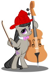 Size: 7107x11000 | Tagged: safe, artist:gratlofatic, artist:tygerbug, octavia melody, earth pony, pony, g4, absurd resolution, bipedal, cello, female, firefighter helmet, firefighter octavia melody, helmet, mare, musical instrument, simple background, solo, transparent background, vector
