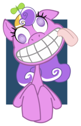 Size: 1244x1920 | Tagged: safe, artist:toonfreak, screwball, earth pony, pony, g4, bust, derp, female, grin, head tilt, mare, smiling, solo, tongue out