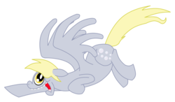 Size: 1280x750 | Tagged: safe, artist:toonfreak, derpy hooves, pegasus, pony, g4, female, floppy ears, flying, mare, open mouth, simple background, solo, transparent background