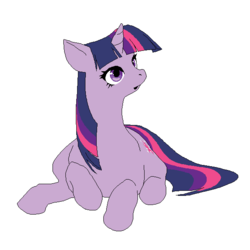 Size: 600x600 | Tagged: safe, artist:cabyowl, twilight sparkle, pony, unicorn, g4, female, mare, prone, simple background, solo, white background