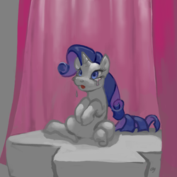 Size: 500x500 | Tagged: safe, artist:cabyowl, rarity, pony, unicorn, g4, crying, female, mare, sitting, solo