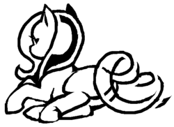 Size: 544x395 | Tagged: safe, artist:cabyowl, pony, black and white, butt, female, grayscale, mare, monochrome, plot, prone, simple background, solo, white background