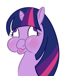 Size: 397x467 | Tagged: safe, artist:fluffikitten, twilight sparkle, pony, unicorn, g4, blushing, derp, female, mare, no pupils, puffy cheeks, simple background, solo, twilight derp, white background