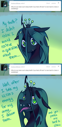 Size: 645x1306 | Tagged: safe, artist:pekou, queen chrysalis, changeling, changeling queen, ask chrysalis, g4, female, solo, tumblr