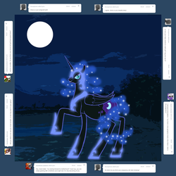 Size: 1200x1200 | Tagged: artist needed, safe, nightmare moon, alicorn, pony, ask nightmother moon, g4, female, mare, moon, nightmother moon, pregnant, raised hoof, solo