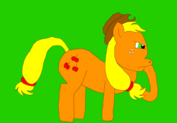 Size: 1100x770 | Tagged: safe, artist:luigitailsprower, applejack, earth pony, pony, ask the apples, g4, ask, female, mare, profile, simple background, solo, tumblr