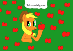 Size: 1100x770 | Tagged: safe, artist:luigitailsprower, applejack, earth pony, pony, ask the apples, g4, apple, ask, female, mare, solo