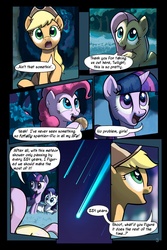 Size: 720x1080 | Tagged: safe, artist:tswt, applejack, fluttershy, pinkie pie, rarity, twilight sparkle, earth pony, pegasus, pony, unicorn, comic:friendship update, g4, comic, female, mare, meteor shower, night, shooting star