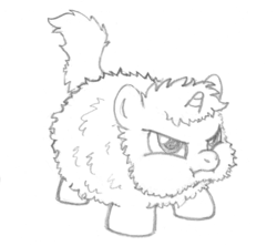 Size: 660x586 | Tagged: artist needed, safe, fluffy pony, cheek puffing, fluffy pony original art, monochrome, smarty friend, solo