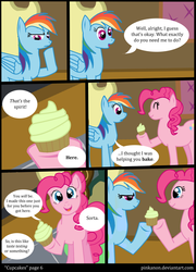 Size: 1000x1390 | Tagged: dead source, safe, artist:pinkanon, pinkie pie, rainbow dash, earth pony, pegasus, pony, comic:cupcakes the comic, fanfic:cupcakes, g4, comic, cupcake, female, mare