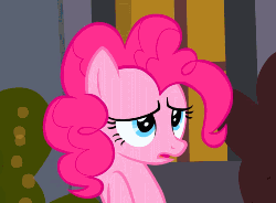 Size: 502x370 | Tagged: safe, edit, edited screencap, screencap, pinkie pie, rarity, earth pony, pony, unicorn, g4, animated, cropped, cute, eye contact, eye shimmer, faic, female, frown, gif, glare, god that's cute, grin, image macro, lidded eyes, looking at each other, mare, meme, open mouth, raised eyebrow, smiling, squee, sunburst background, text