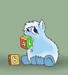 Size: 1399x1541 | Tagged: dead source, safe, artist:coalheart, fluffy pony, pony, blocks, drool, fluffy pony original art, solo