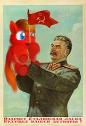 Size: 660x960 | Tagged: safe, artist:marcusmaximus, edit, fluffy pony, human, pony, communism, flag, fluffy pony original art, josef stalin, russia