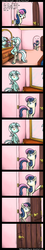 Size: 768x4239 | Tagged: safe, artist:myminiatureequine, bon bon, lyra heartstrings, sweetie drops, earth pony, pony, unicorn, g4, backing away, bipedal, caught, clothes, comic, door, duo, female, i like pants, mare, mirror, pants