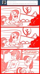 Size: 700x1300 | Tagged: safe, artist:madmax, bon bon, sweetie drops, earth pony, human, pony, madmax silly comic shop, g4, bench, boxer hockey, comic, duo, duo female, female, mare, monochrome, prone, rittz, sitting