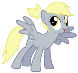 Size: 5000x4676 | Tagged: safe, artist:jennieoo, derpy hooves, pegasus, pony, g4, absurd resolution, alternate hairstyle, female, mare, ponytail, show accurate, simple background, solo, spread wings, transparent background, vector, wings