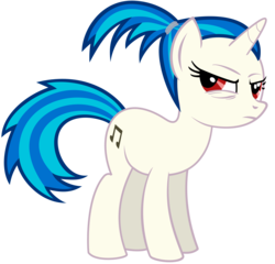 Size: 3600x3450 | Tagged: safe, artist:darkfrei, dj pon-3, vinyl scratch, pony, unicorn, g4, alternate hairstyle, female, high res, mare, ponytail, red eyes, simple background, solo, suspicious, transparent background, vector, wrong eye color