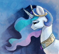 Size: 857x777 | Tagged: safe, artist:mewball, princess celestia, alicorn, pony, g4, abstract background, female, mare, profile, sad, solo, tired