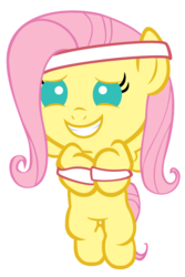 Size: 2000x3000 | Tagged: safe, artist:beavernator, fluttershy, pegasus, pony, g4, hurricane fluttershy, season 2, baby, baby pony, babyshy, cute, female, filly, flying, foal, grin, high res, nervous, nervous smile, shyabetes, simple background, smiling, solo, spread wings, squee, sweatband, white background, wings, younger