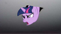 Size: 550x307 | Tagged: artist needed, safe, twilight sparkle, pony, unicorn, g4, angry, ceiling pony, female, mare, solo