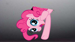 Size: 550x307 | Tagged: artist needed, safe, pinkie pie, earth pony, pony, g4, ceiling pony, female, mare, smiling, solo, waving