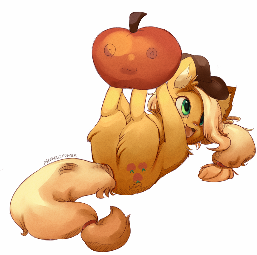 #10959 - safe, artist:shineymagic, applejack, cat, g4, :3, apple ...