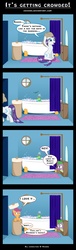 Size: 3780x12383 | Tagged: safe, artist:zackira, gummy, rarity, scootaloo, spike, dragon, pegasus, pony, unicorn, g4, bath, bathroom, comic, dialogue, female, filly, male, mare, request, speech bubble, stalker