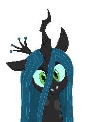 Size: 300x400 | Tagged: safe, artist:tomdantherock, queen chrysalis, changeling, changeling queen, g4, animated, blinking, cute, cutealis, ear flick, female, gif, head tilt, looking at you, mare, simple background, smiling, solo, transparent background