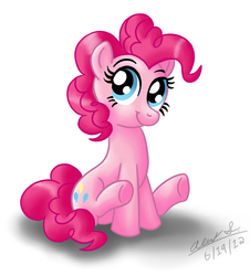 Size: 1280x1417 | Tagged: safe, artist:aleximusprime, pinkie pie, earth pony, pony, g4, female, mare, sitting, smiling, solo, underhoof