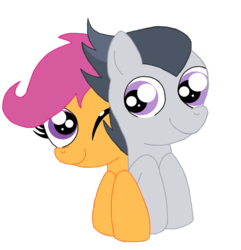 Size: 900x935 | Tagged: safe, artist:schwarzekatze4, rumble, scootaloo, pegasus, pony, g4, cheek to cheek, colt, female, filly, male, ship:rumbloo, shipping, simple background, straight, transparent background