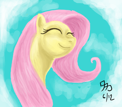 Size: 849x742 | Tagged: safe, artist:wafflecannon, fluttershy, pegasus, pony, g4, eyes closed, female, mare, smiling, solo